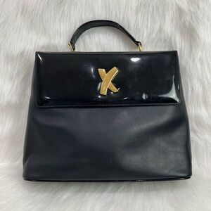 Paloma Picasso‎ Vintage Genuine Leather Made in Italy Black Hand Bag